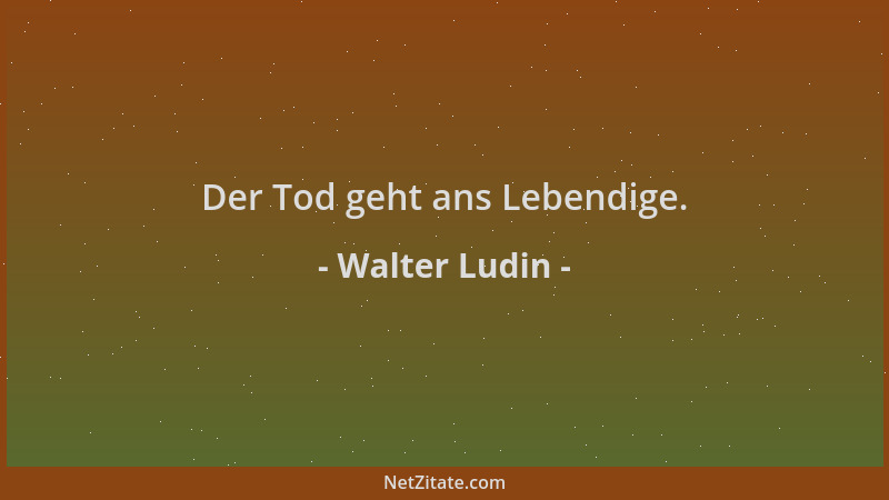 Walter Ludin - Der Tod geht ans Lebendige....