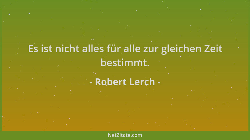 Robert Lerch - Es ist nicht alles für alle zur gleichen Zeit bestimmt....