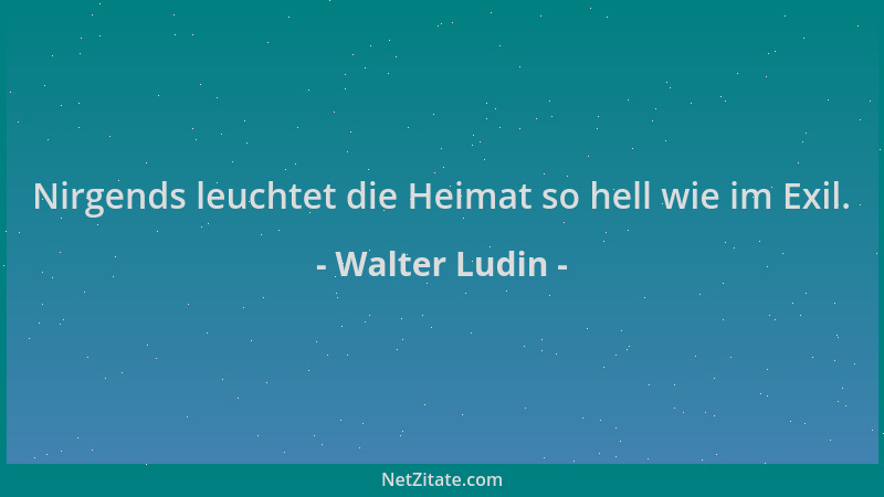 Walter Ludin - Nirgends leuchtet die Heimat so hell wie im Exil....