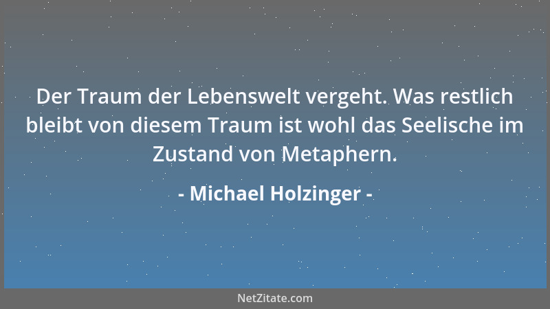 Michael Holzinger - Der Traum der Lebenswelt vergeht. Was restlich bleibt von diesem Traum ist wohl das Seelische im Zustan...