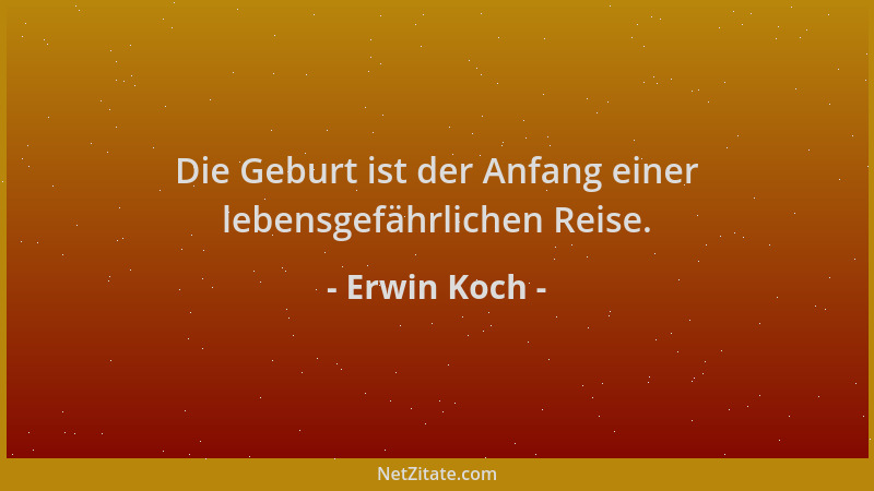 Erwin Koch - Die Geburt ist der Anfang einer lebensgefährlichen Reise....