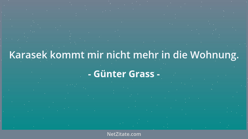 Günter Grass - Karasek kommt mir nicht mehr in die Wohnung....