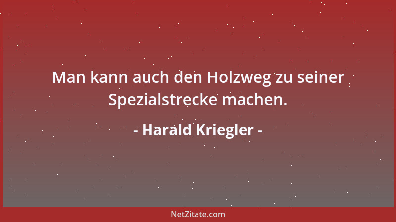 Harald Kriegler - Man kann auch den Holzweg zu seiner Spezialstrecke machen....