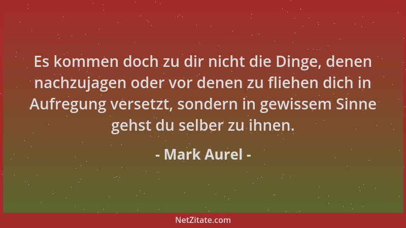 Mark Aurel - Es kommen doch zu dir nicht die Dinge, denen nachzujagen oder vor denen zu fliehen dich in Aufregung versetzt,...