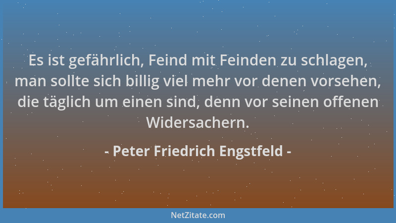 Peter Friedrich Engstfeld - Es ist gefährlich, Feind mit Feinden zu schlagen, man sollte sich billig viel mehr vor denen vo...