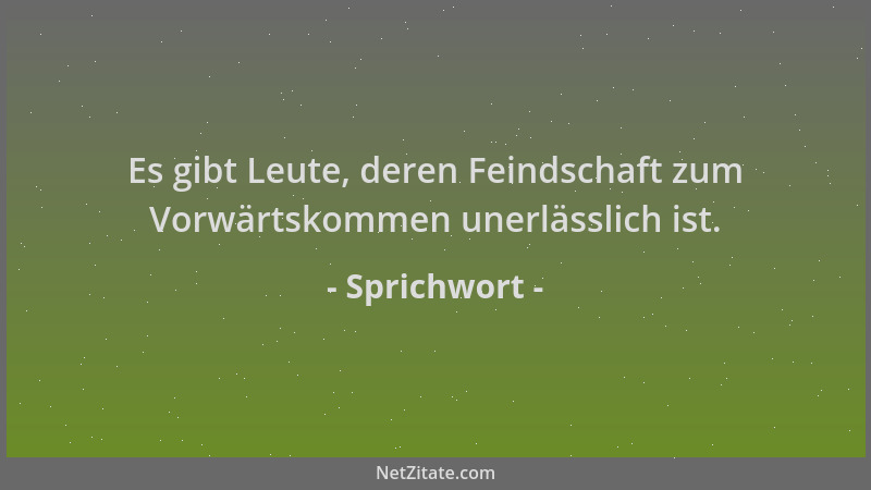Sprichwort - Es gibt Leute, deren Feindschaft zum Vorwärtskommen unerlässlich ist....