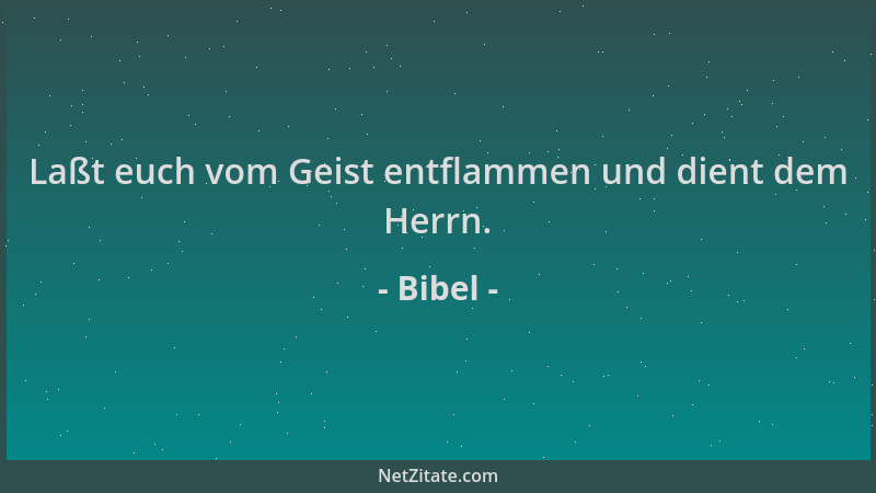 Bibel - Laßt euch vom Geist entflammen und dient dem Herrn....