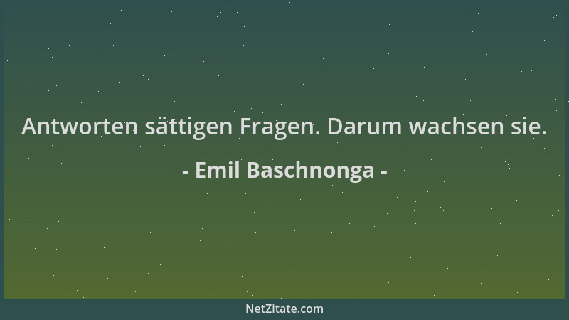Emil Baschnonga - Antworten sättigen Fragen. Darum wachsen sie....