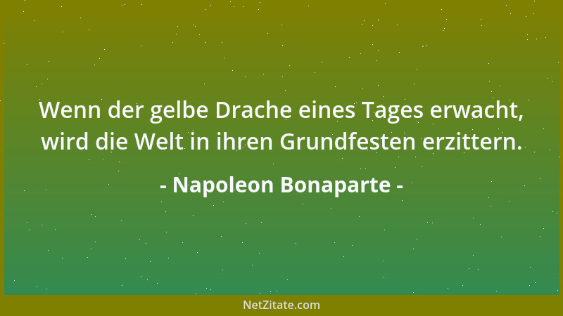 Napoleon Bonaparte - Wenn der gelbe Drache eines Tages erwacht, wird die Welt in ihren Grundfesten erzittern....