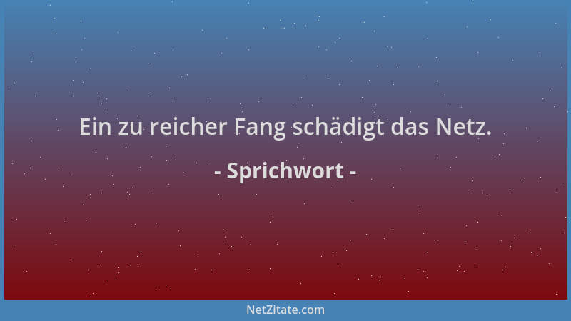 Sprichwort - Ein zu reicher Fang schädigt das Netz....