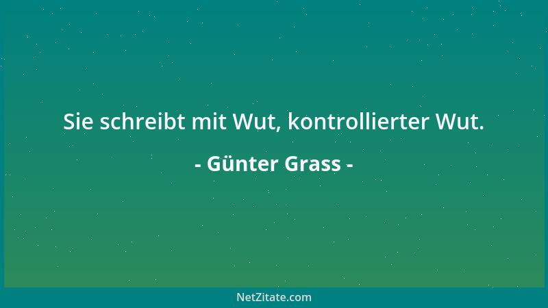 Günter Grass - Sie schreibt mit Wut, kontrollierter Wut....