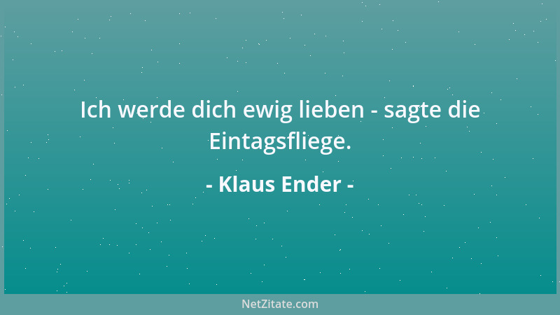 Klaus Ender - Ich werde dich ewig lieben - sagte die Eintagsfliege....