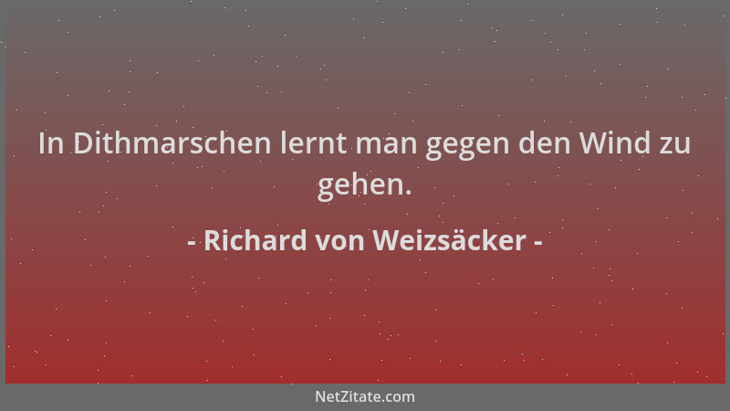 Richard von Weizsäcker - In Dithmarschen lernt man gegen den Wind zu gehen....