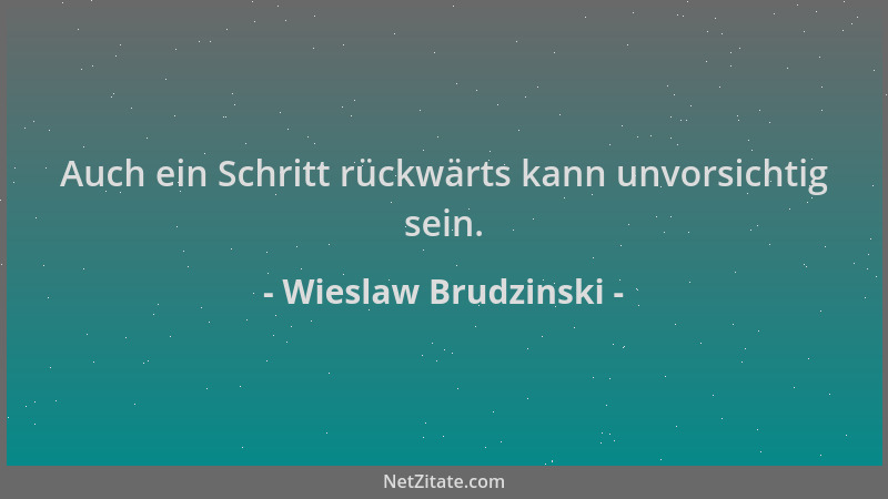 Wieslaw Brudzinski - Auch ein Schritt rückwärts kann unvorsichtig sein....