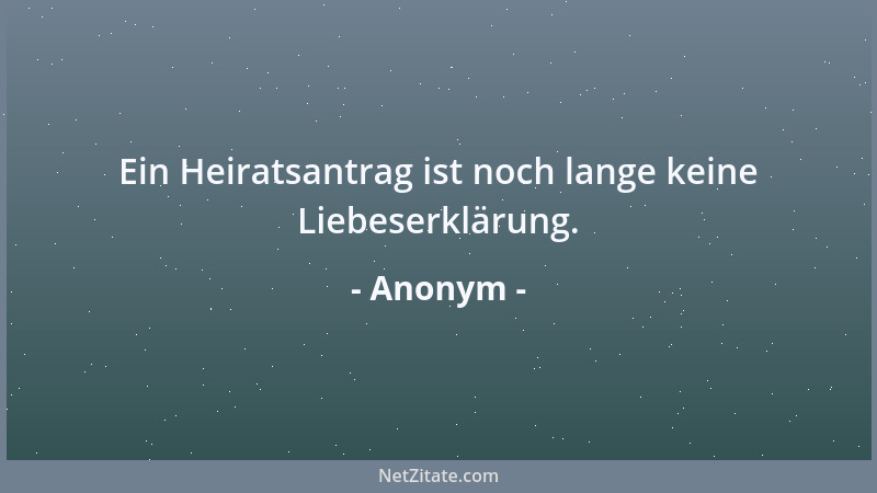 Anonym - Ein Heiratsantrag ist noch lange keine Liebeserklärung....