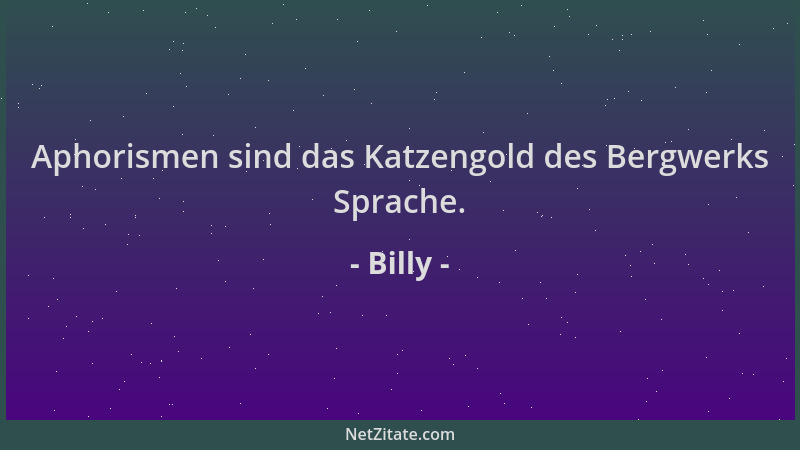 Billy - Aphorismen sind das Katzengold des Bergwerks Sprache....