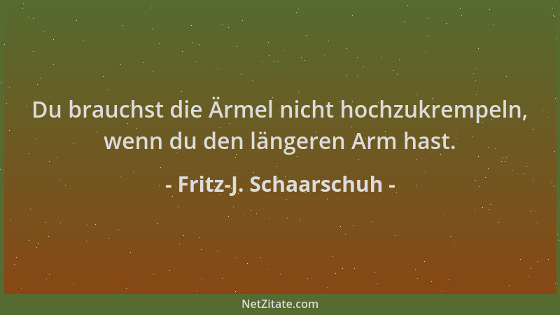Fritz-J. Schaarschuh - Du brauchst die Ärmel nicht hochzukrempeln, wenn du den längeren Arm hast....