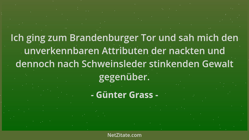 Günter Grass - Ich ging zum Brandenburger Tor und sah mich den unverkennbaren Attributen der nackten und dennoch nach Schwe...