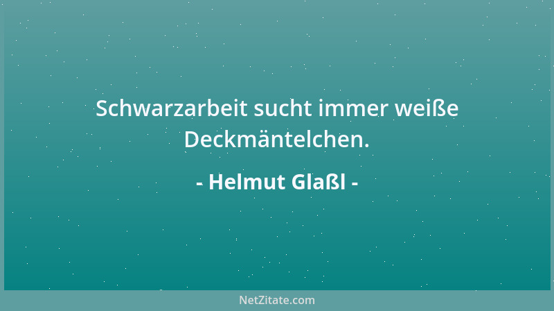Helmut Glaßl - Schwarzarbeit sucht immer weiße Deckmäntelchen....