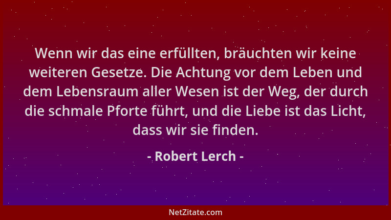 Robert Lerch - Wenn wir das eine erfüllten, bräuchten wir keine weiteren Gesetze. Die Achtung vor dem Leben und dem Lebensr...