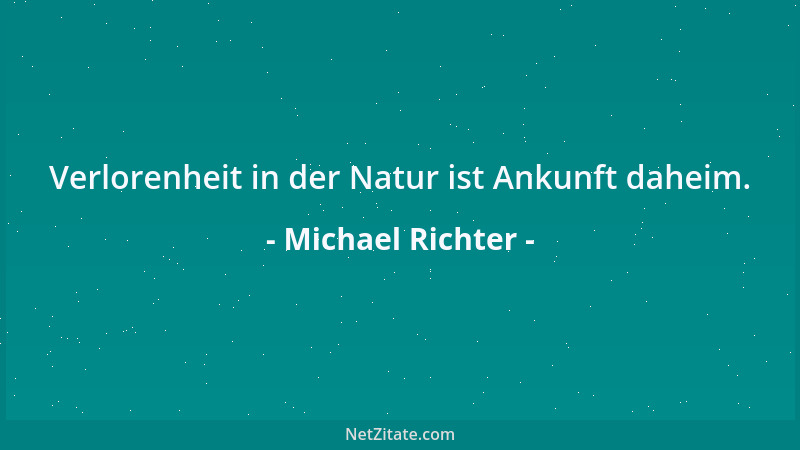 Michael Richter - Verlorenheit in der Natur ist Ankunft daheim....