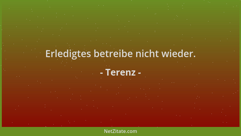 Terenz - Erledigtes betreibe nicht wieder....
