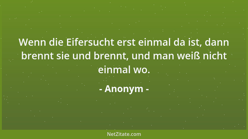 Anonym - Wenn die Eifersucht erst einmal da ist, dann brennt sie und brennt, und man weiß nicht einmal wo....