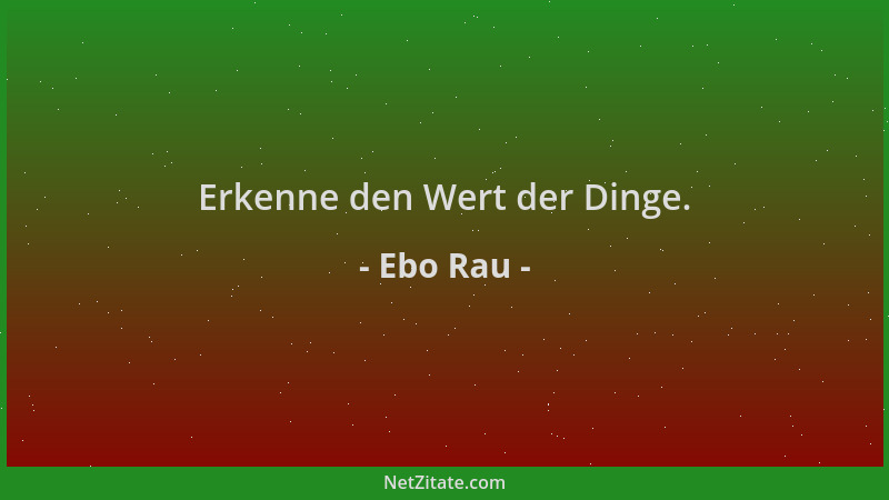 Ebo Rau - Erkenne den Wert der Dinge....