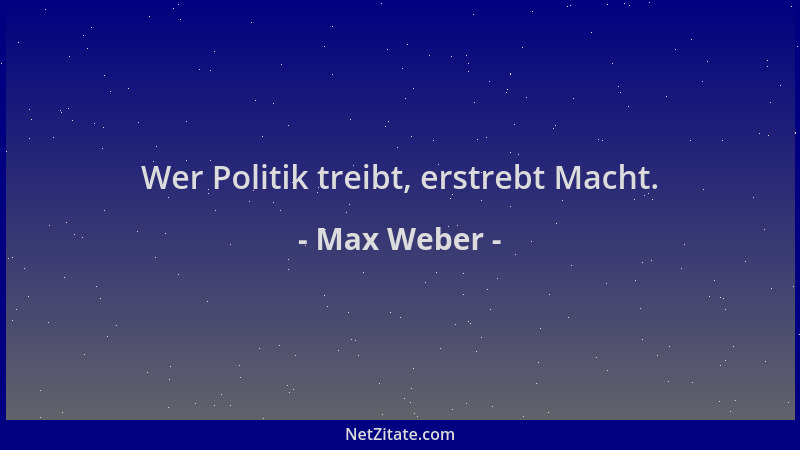 Max Weber - Wer Politik treibt, erstrebt Macht....
