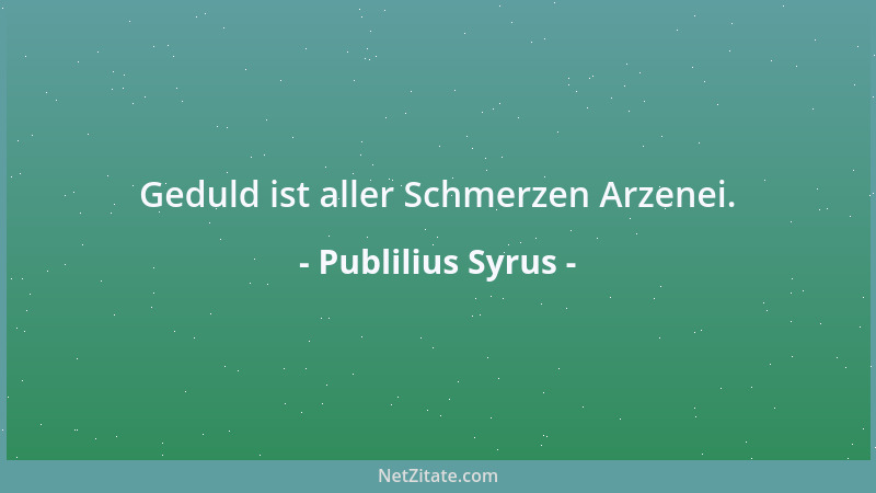 Publilius Syrus - Geduld ist aller Schmerzen Arzenei....