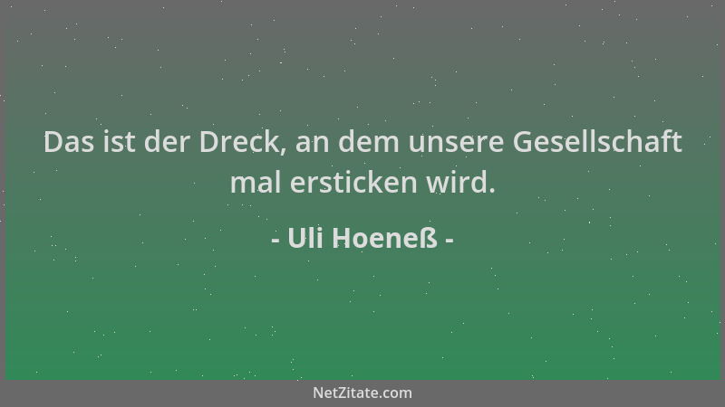 Uli Hoeneß - Das ist der Dreck, an dem unsere Gesellschaft mal ersticken wird....