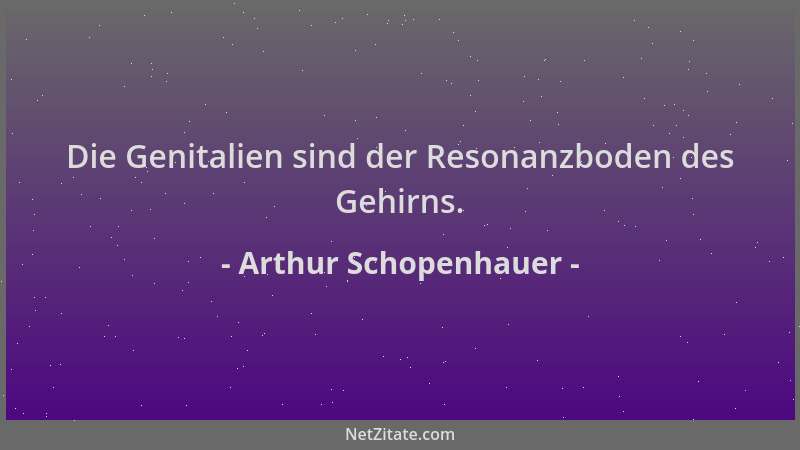 Arthur Schopenhauer - Die Genitalien sind der Resonanzboden des Gehirns....