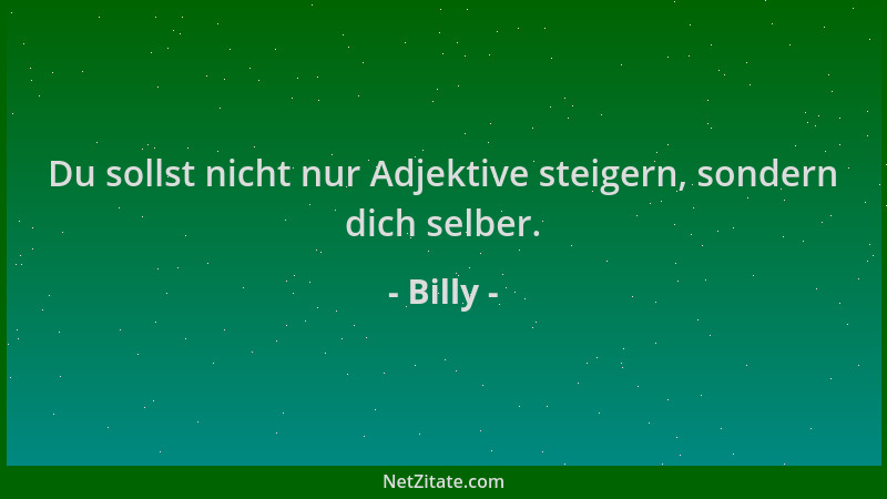 Billy - Du sollst nicht nur Adjektive steigern, sondern dich selber....