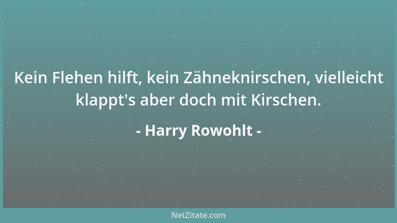 Harry Rowohlt - Kein Flehen hilft, kein Zähneknirschen, vielleicht klappt 's aber doch mit Kirschen....