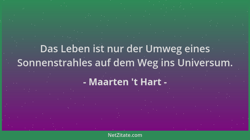 Maarten 't Hart - Das Leben ist nur der Umweg eines Sonnenstrahles auf dem Weg ins Universum....