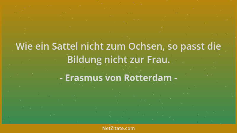 Erasmus von Rotterdam - Wie ein Sattel nicht zum Ochsen, so passt die Bildung nicht zur Frau....