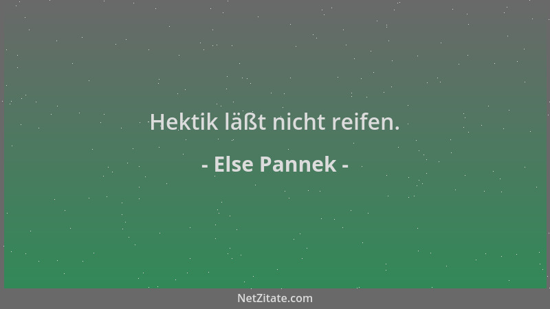 Else Pannek - Hektik läßt nicht reifen....