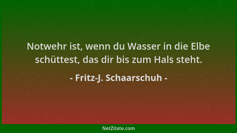 Fritz-J. Schaarschuh - Notwehr ist, wenn du Wasser in die Elbe schüttest, das dir bis zum Hals steht....