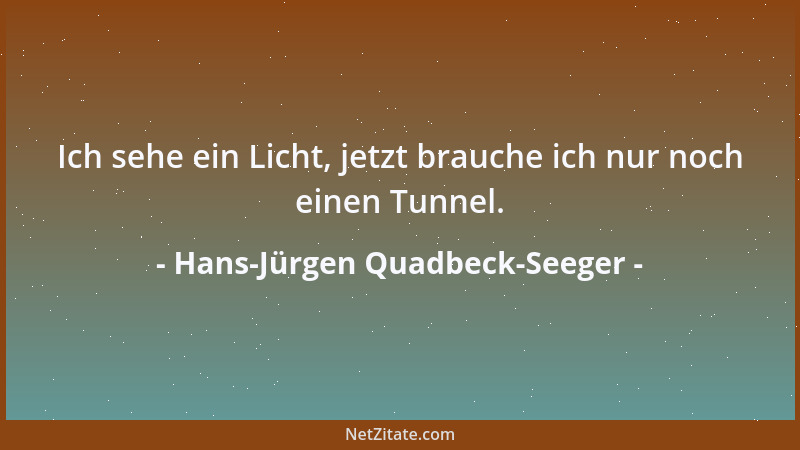 Hans-Jürgen Quadbeck-Seeger - Ich sehe ein Licht, jetzt brauche ich nur noch einen Tunnel....
