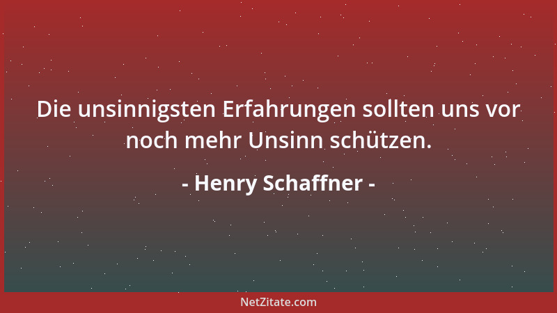 Henry Schaffner - Die unsinnigsten Erfahrungen sollten uns vor noch mehr Unsinn schützen....