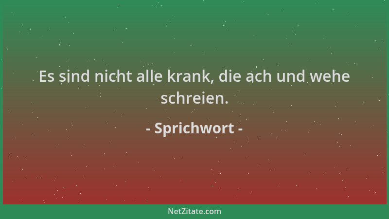 Sprichwort - Es sind nicht alle krank, die ach und wehe schreien....