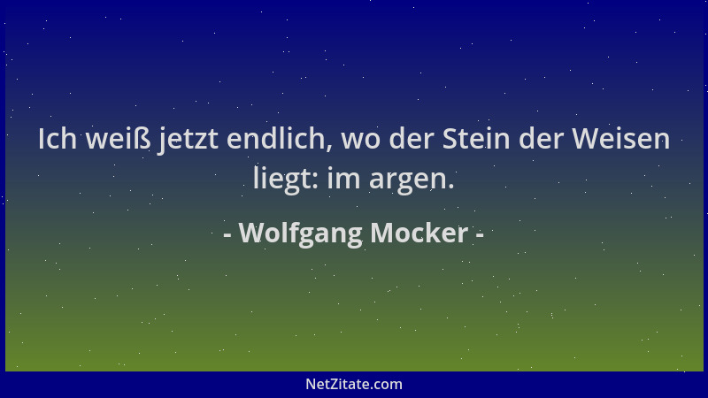 Wolfgang Mocker - Ich weiß jetzt endlich, wo der Stein der Weisen liegt: im argen....