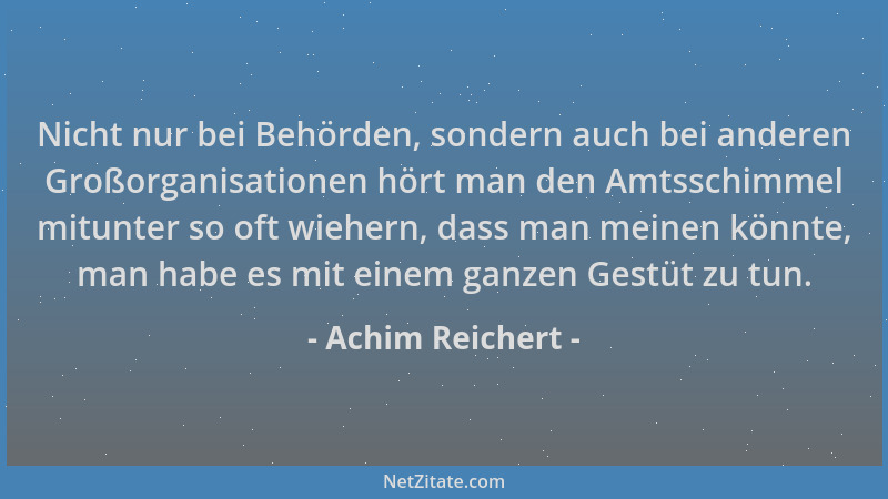 Achim Reichert - Nicht nur bei Behörden, sondern auch bei anderen Großorganisationen hört man den Amtsschimmel mitunter so...