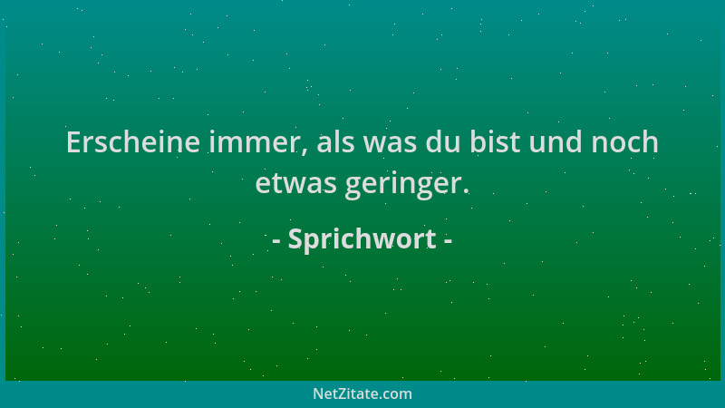 Sprichwort - Erscheine immer, als was du bist und noch etwas geringer....