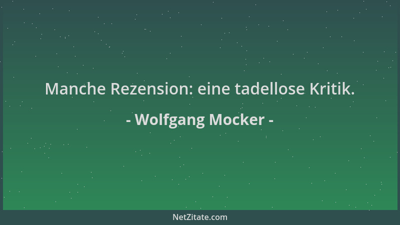 Wolfgang Mocker - Manche Rezension: eine tadellose Kritik....