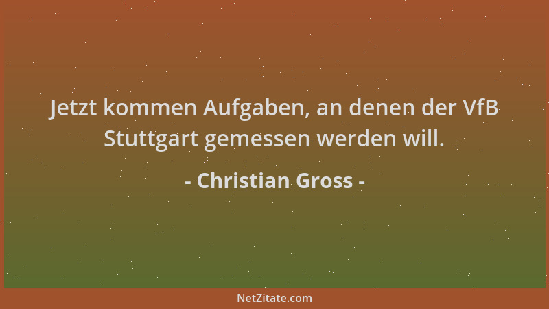 Christian Gross - Jetzt kommen Aufgaben, an denen der VfB Stuttgart gemessen werden will....