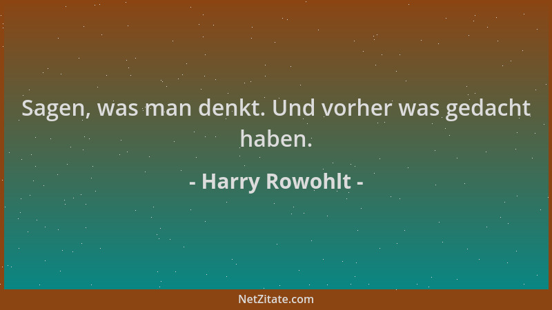 Harry Rowohlt - Sagen, was man denkt. Und vorher was gedacht haben....