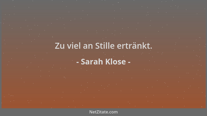 Sarah Klose - Zu viel an Stille ertränkt....