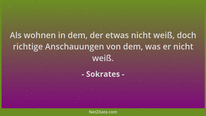 Sokrates - Als wohnen in dem, der etwas nicht weiß, doch richtige Anschauungen von dem, was er nicht weiß....
