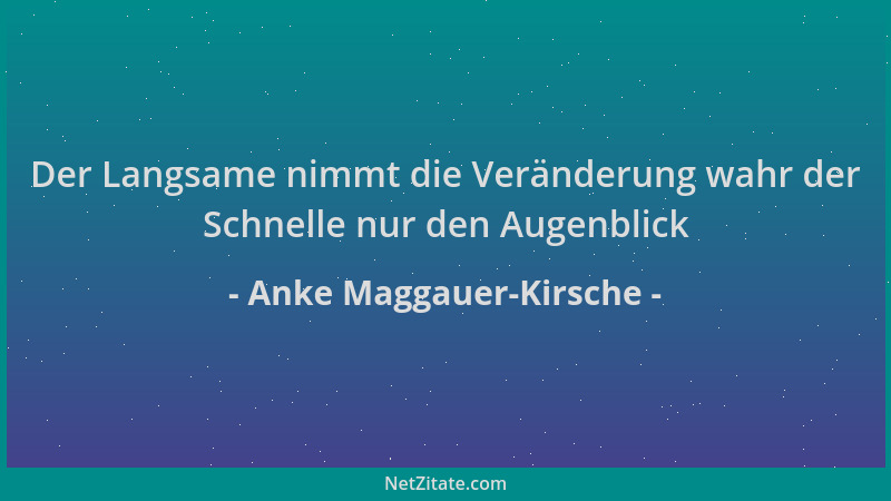 Anke Maggauer-Kirsche - Der Langsame nimmt die Veränderung wahr der Schnelle nur den Augenblick...